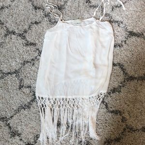 Forever 21+ White Fringe Tank